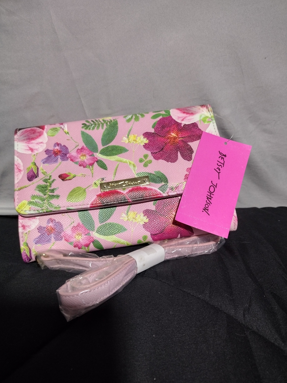 Betsey Johnson Pink Floral Crossbody Bag